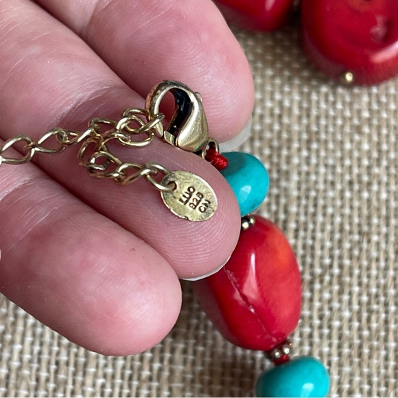 LUO Red Coral, Turquoise, and 925 silver Necklace bracelet and earrings set - Picture 5 of 5